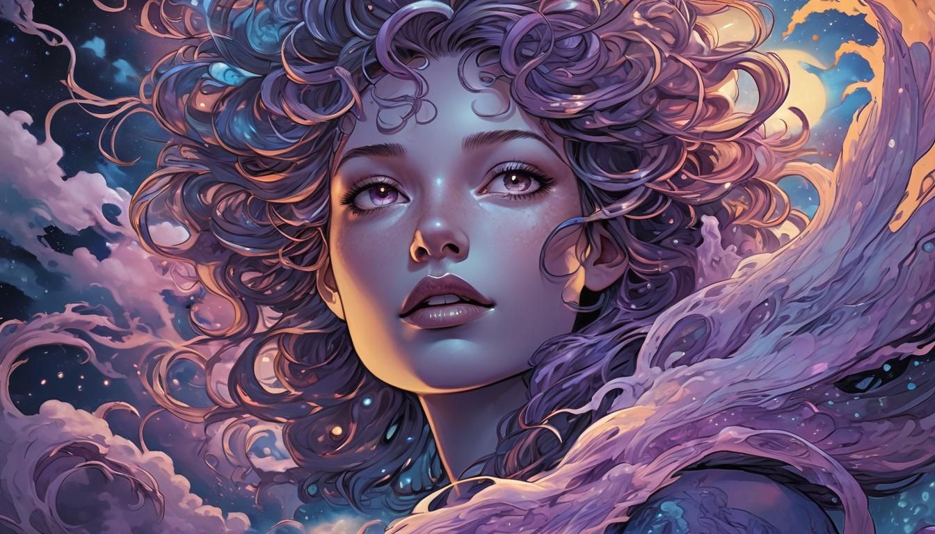 Ethereal Astral Entity in Dreamlike Comic Book Art