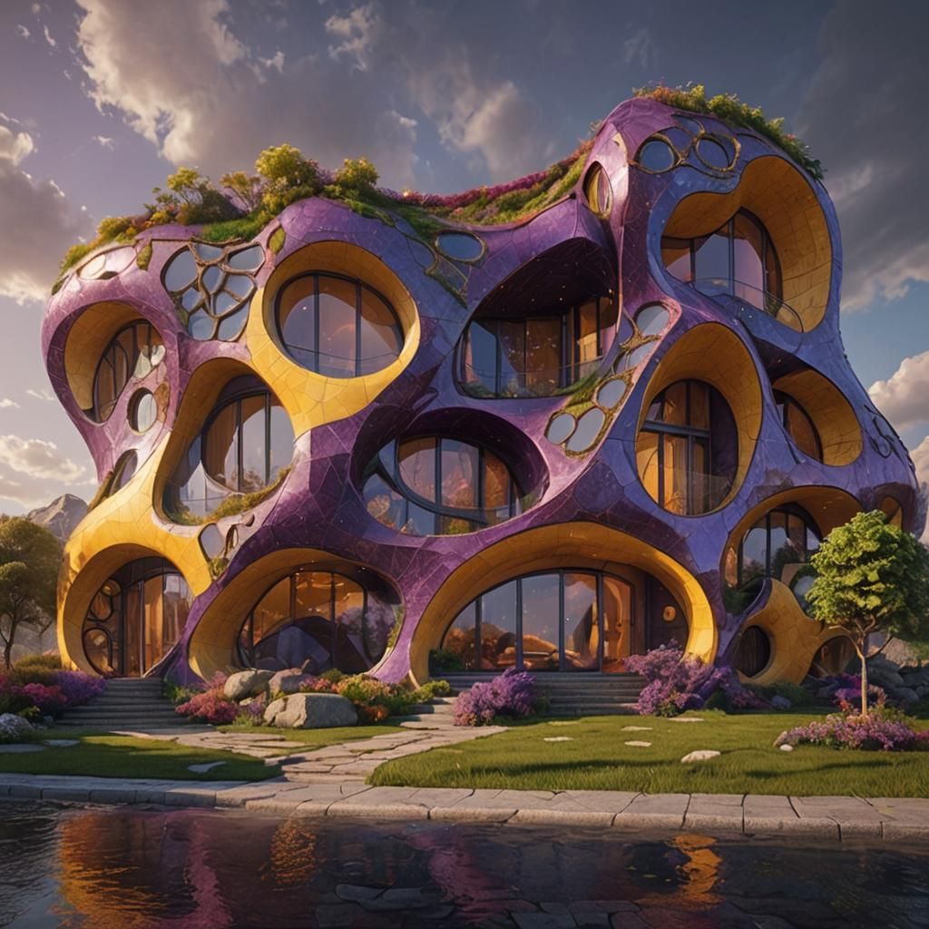 Organic Modern House in Dark Fantasy Style