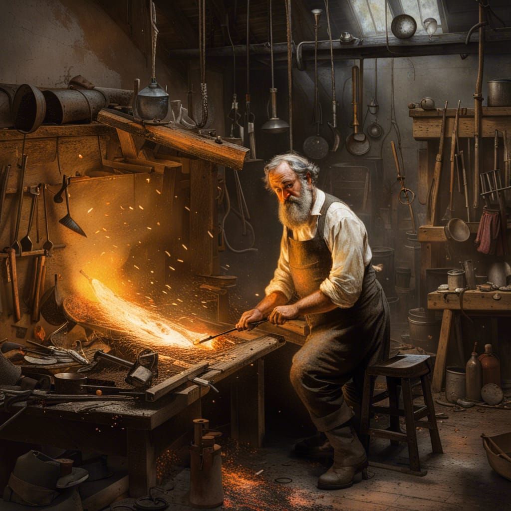 Blacksmith's Forge: Impressionistic Portrait in 8k