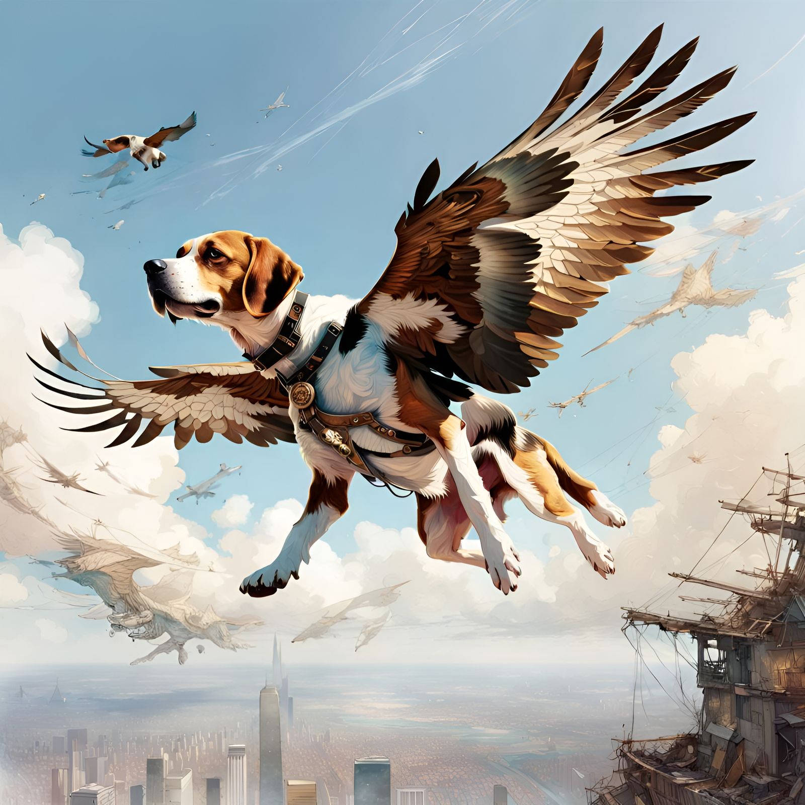 Eagle Beagle Hybrid Character Design in Digital Illustration