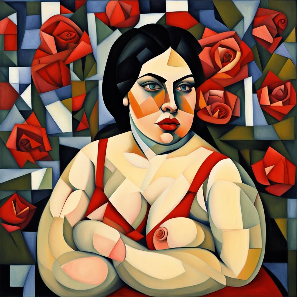 Cubist Portrait of a Woman in Cezanne Style