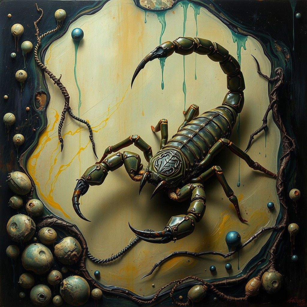 Creepy Scorpion in Sewer: Visionary Acrylic Pour Art