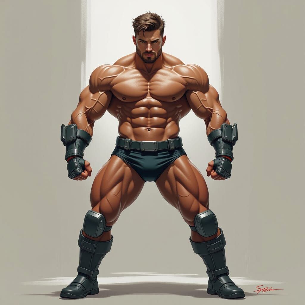 Dynamic Muscle Man in Metal Underwear