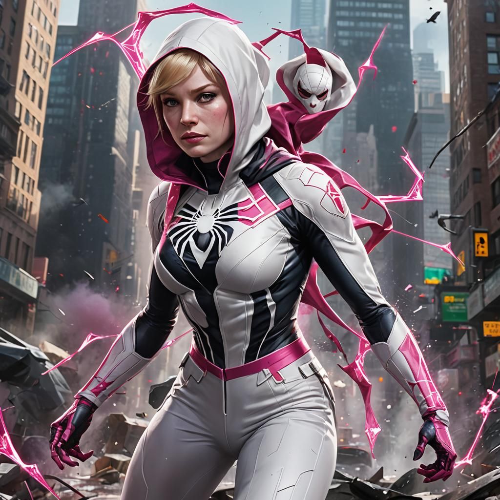 Spider-Gwen Concept Art: White and Pink Uniform