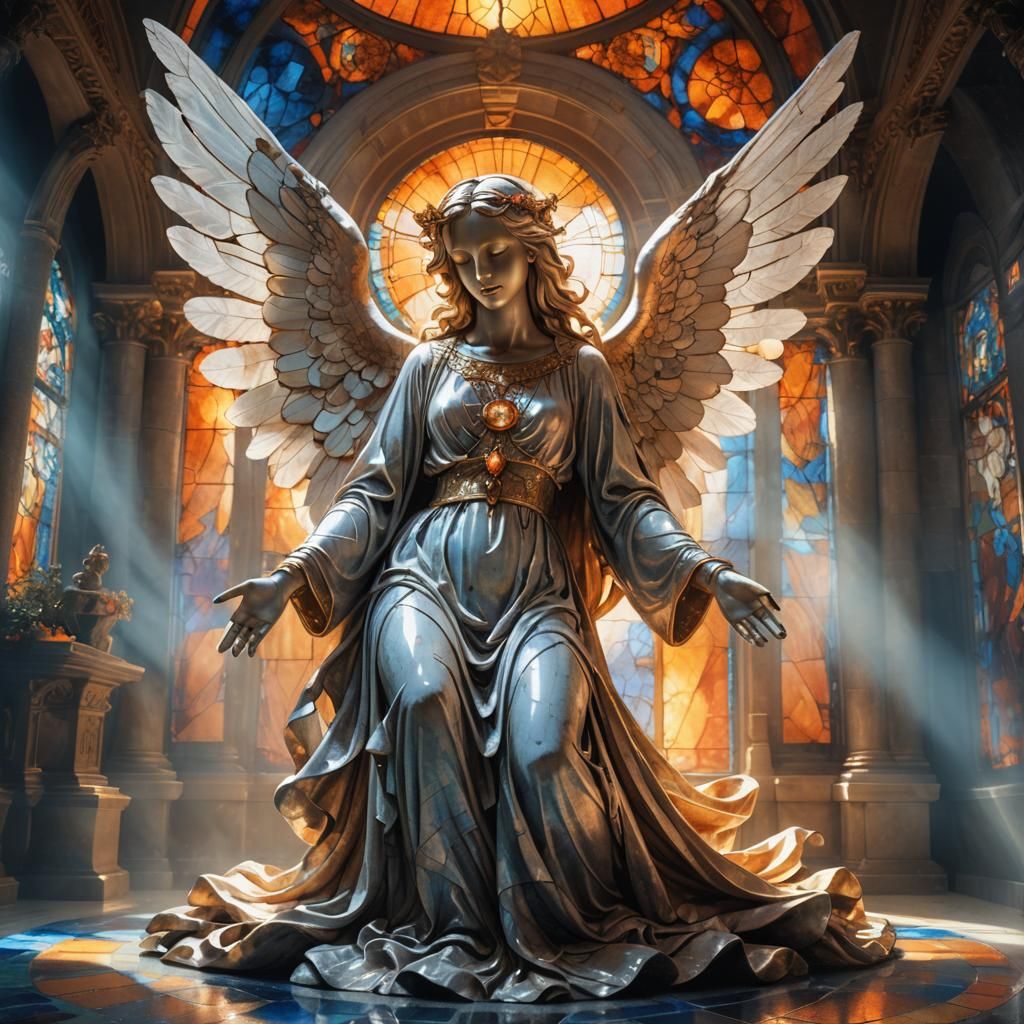 Ethereal Angel Statue in Fantasy Concept Art