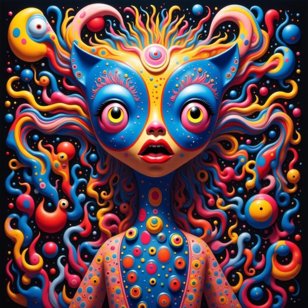 Surreal Crazy Creature in Vibrant, Sleek Style