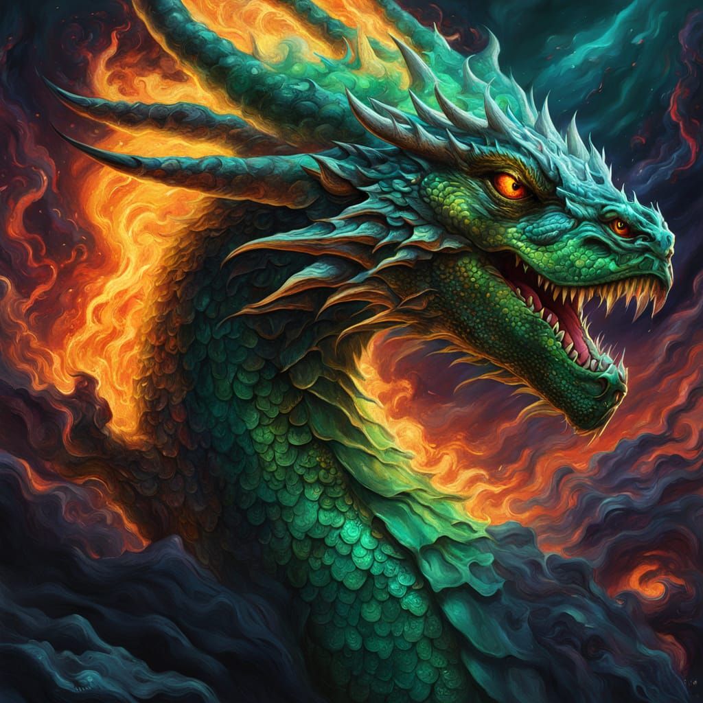 Emerald Fire Dragon on Crystalline Peak