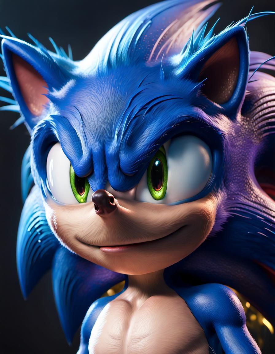 Hyperdetailed Portrait of an Ugly Sonic, 8k Resolution