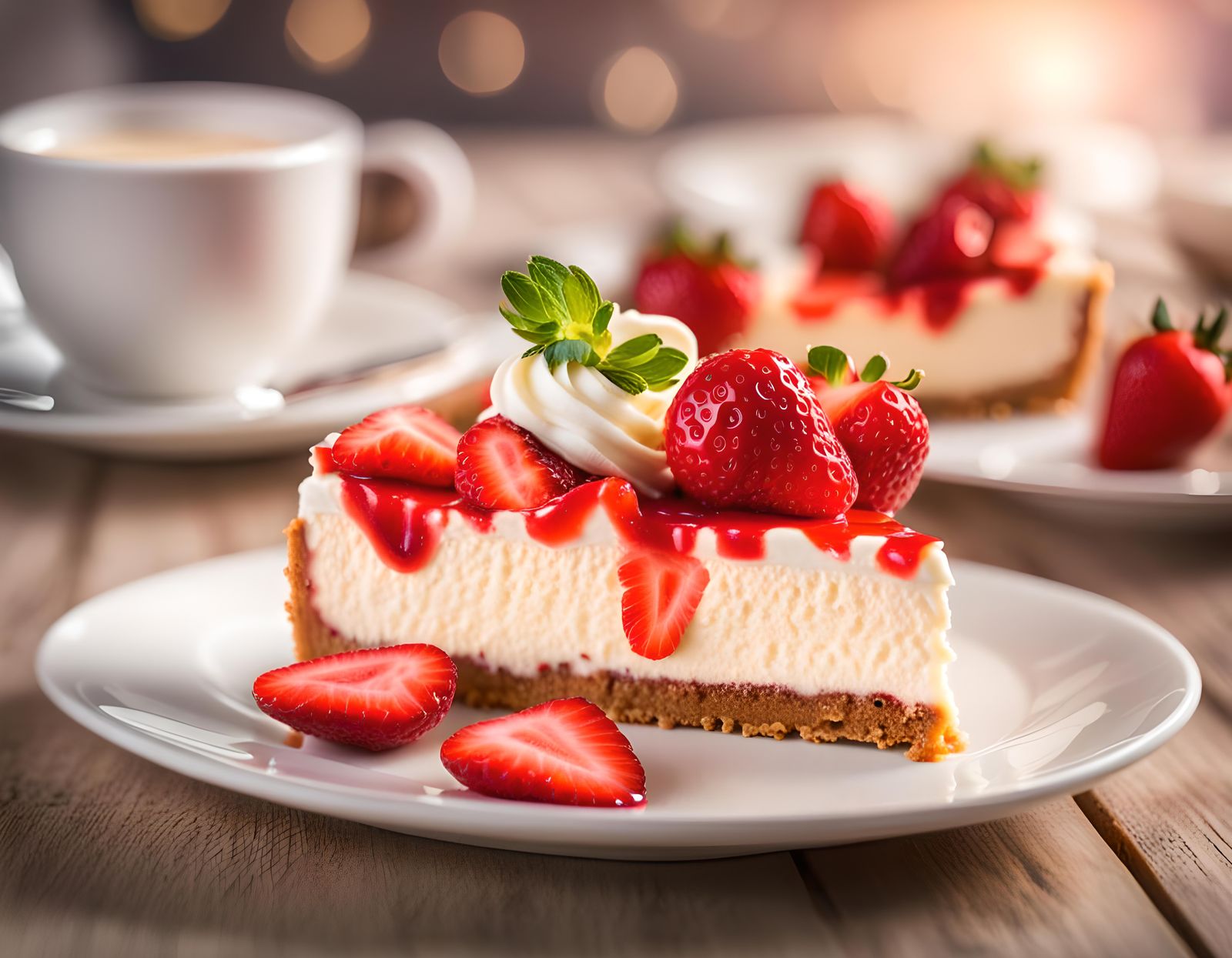 Delicious Strawberry Cheesecake, Professional Bakery Photogr...