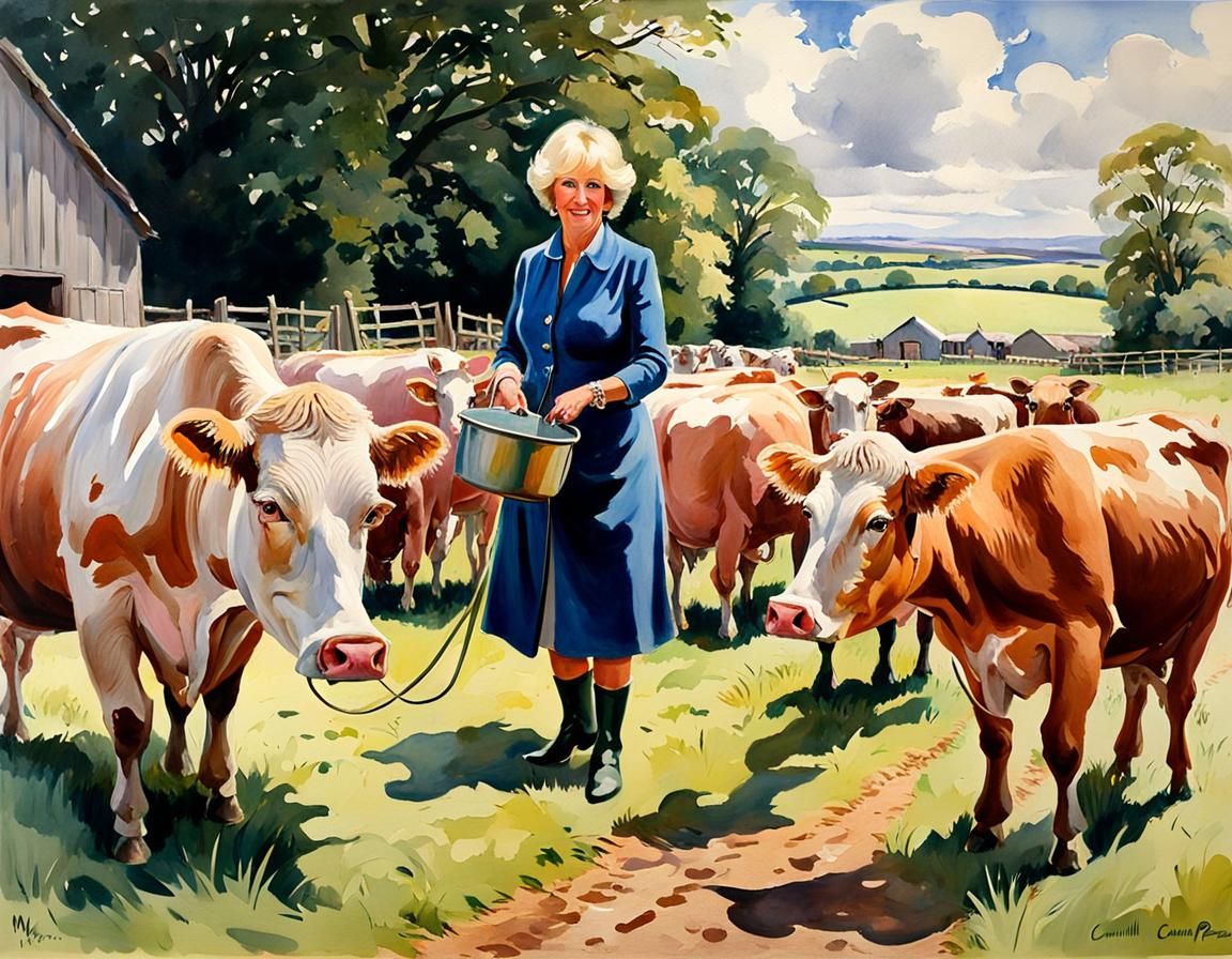 Camilla Parker Bowles on the royal farm in Scotland