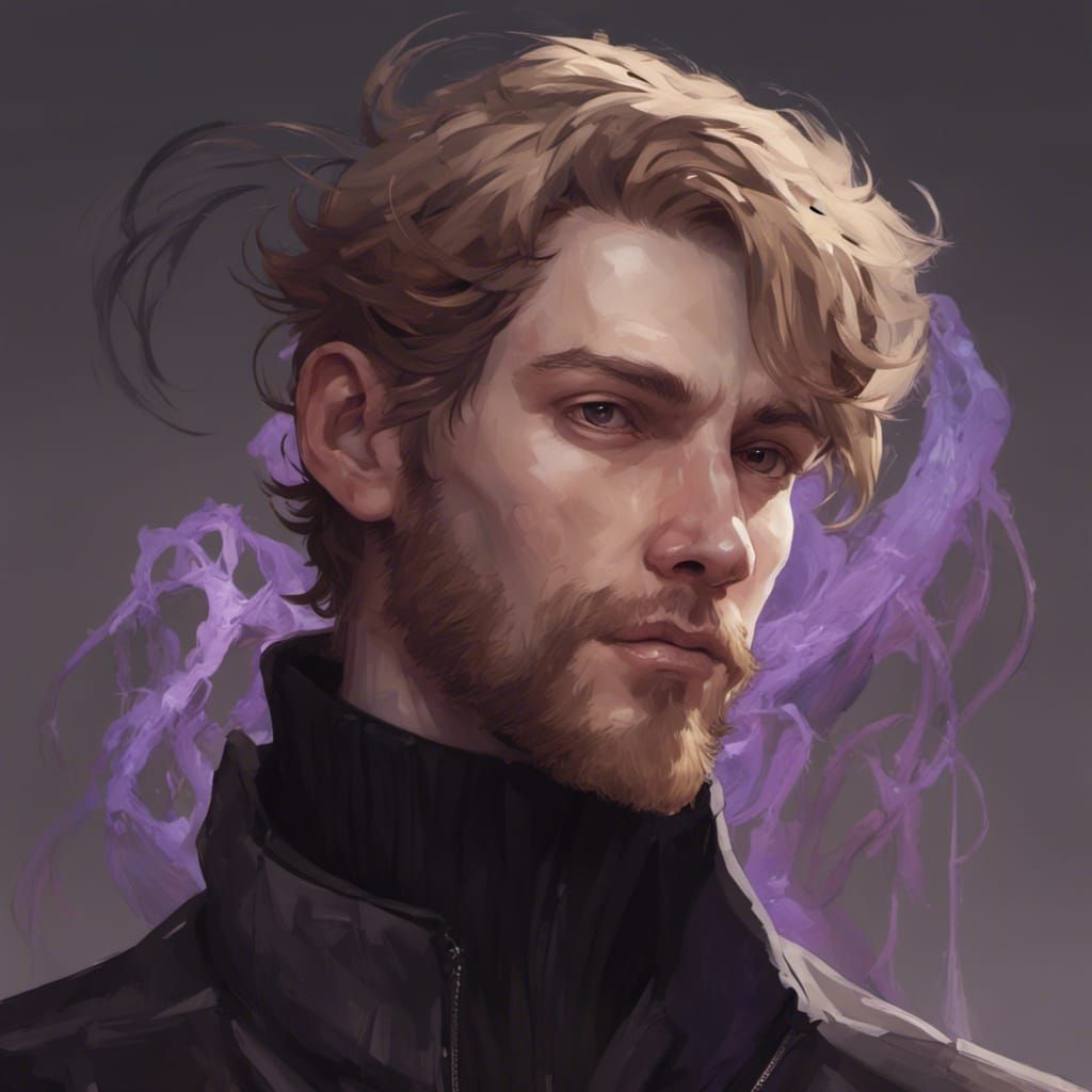 Detailed Portrait of a Man With Purple Tendril
