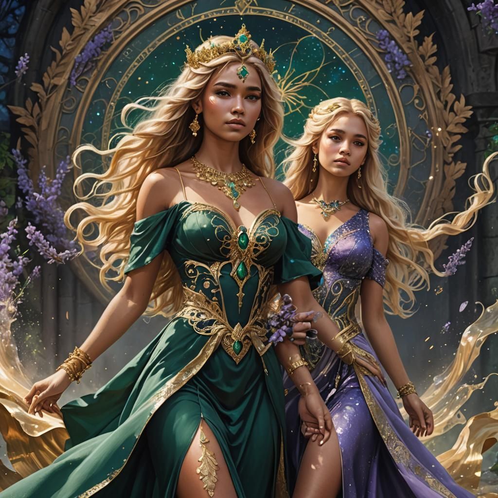 Two Goddesses in Detailed Fantasy Concept Art