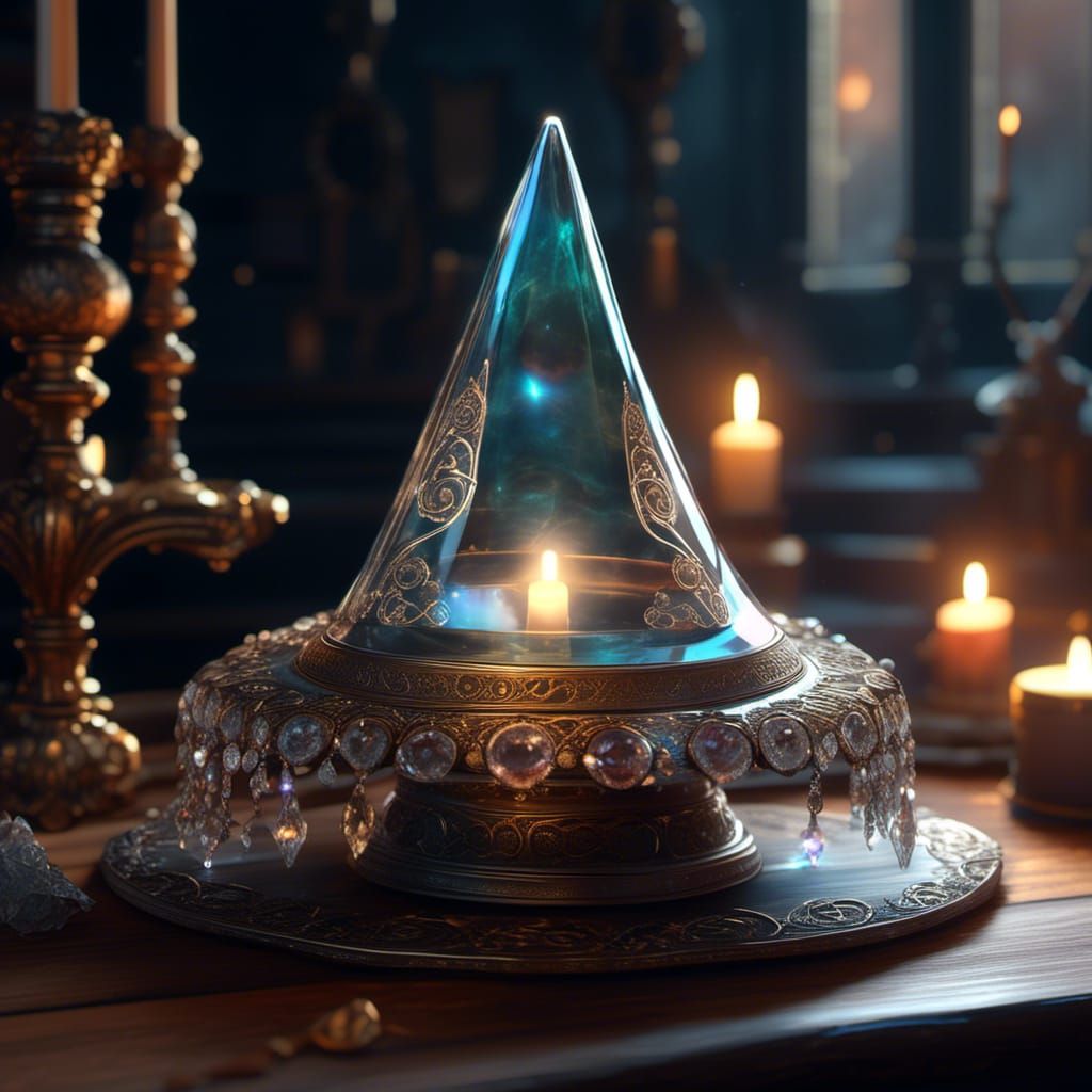 Elegant Crystal Witch Hat in Studio Ghibli Style