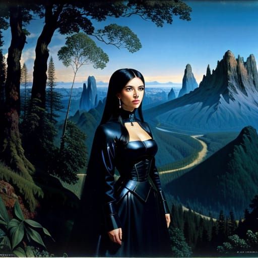 Surreal Oil Portrait of a Woman with Melting Landscape