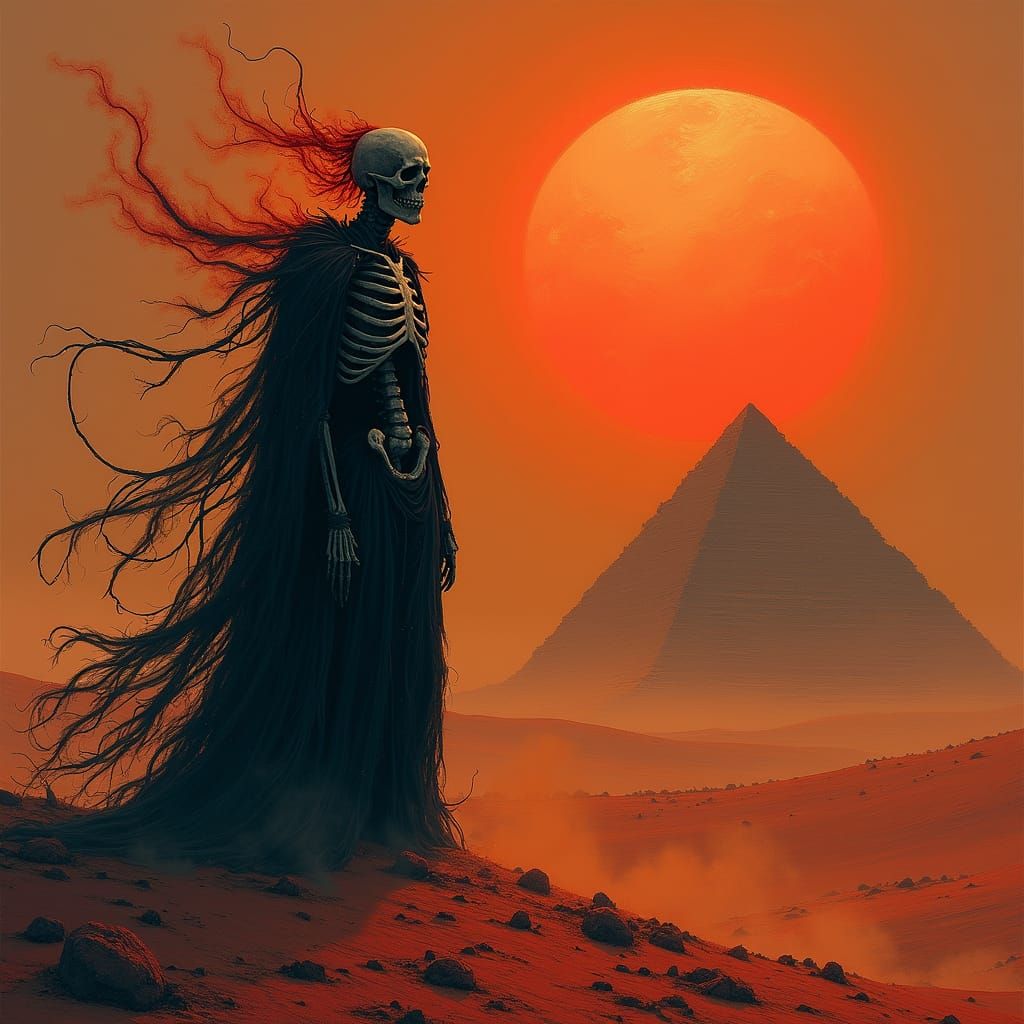 Ethereal Desert Lich in Gothic Dark Art Style