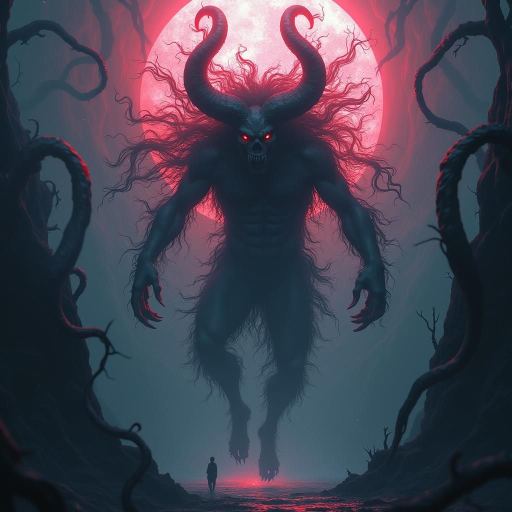 Ethereal Demon Suspended in Mystical Aura