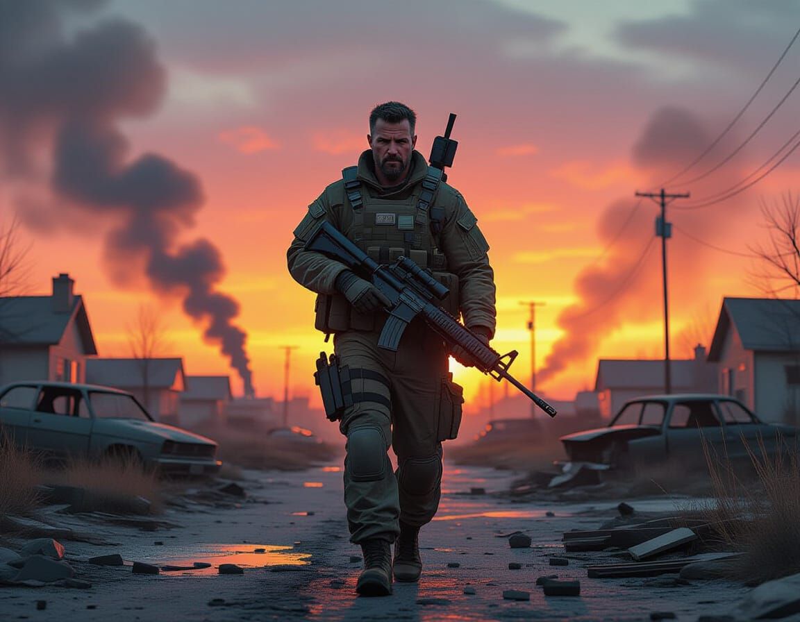 Wasteland Wanderer: Post-Apocalyptic Cyberpunk Scene