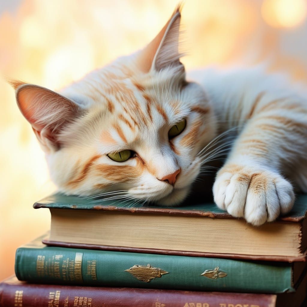 Impressionist Cat Amidst Golden Light