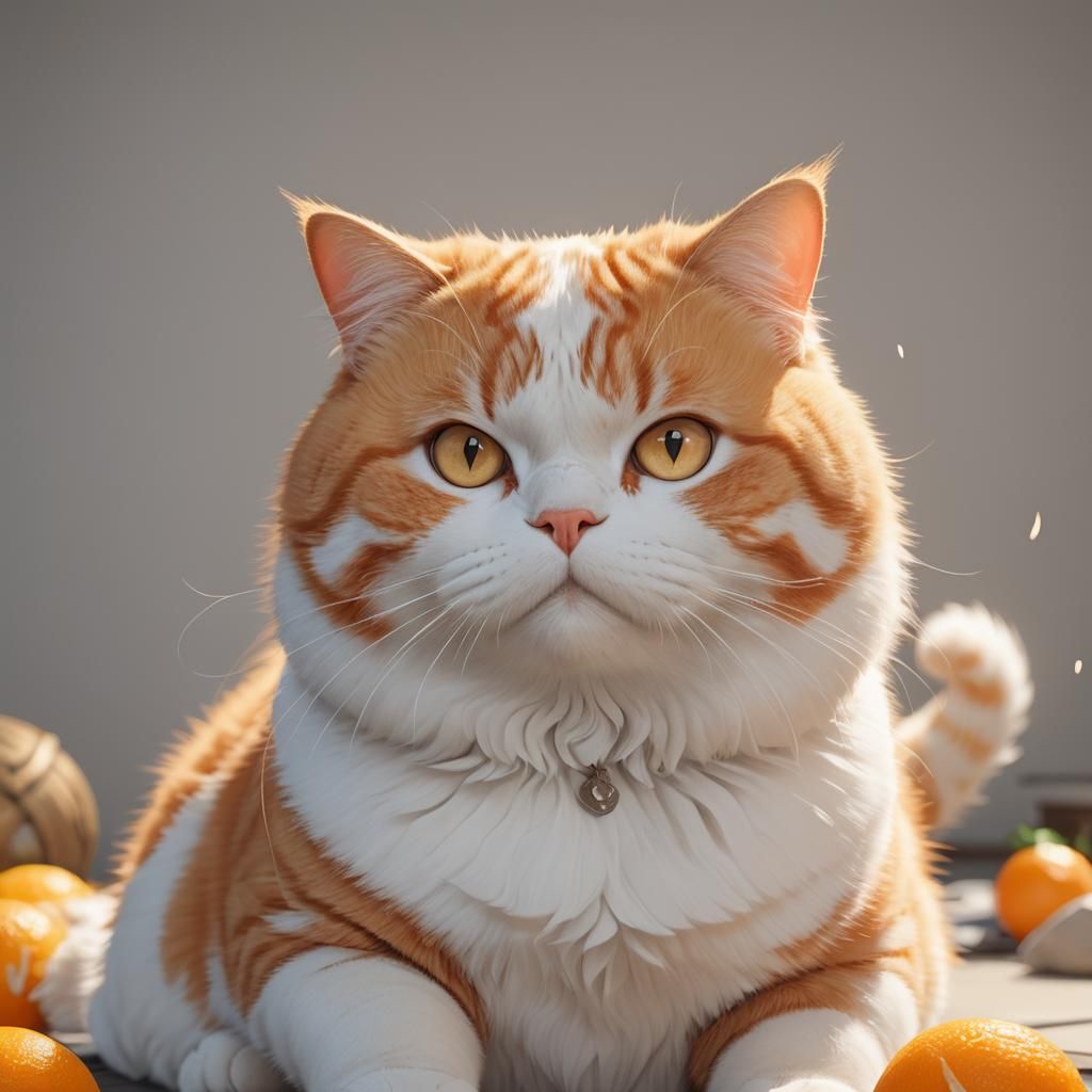Adorable Orange Cat in 3D Anime Style