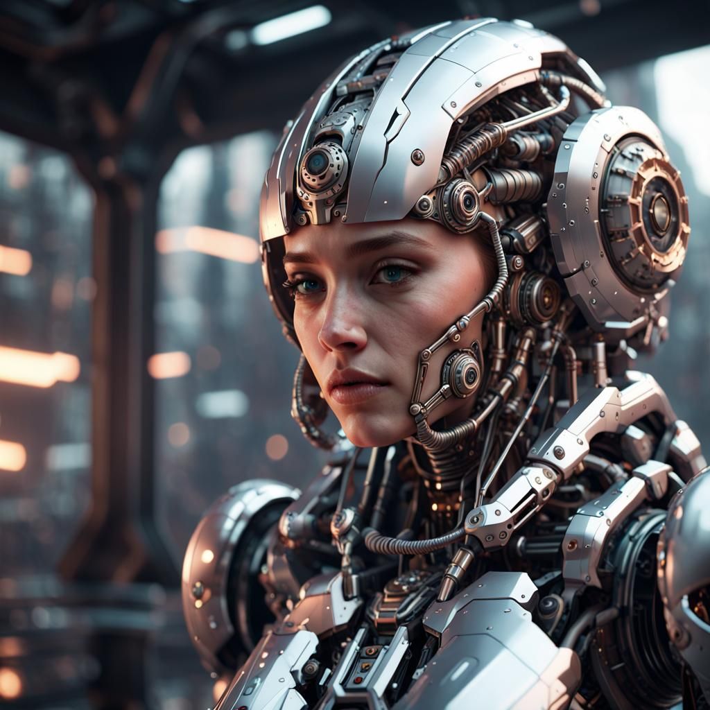 Futuristic Girl with Intricate Mech Details