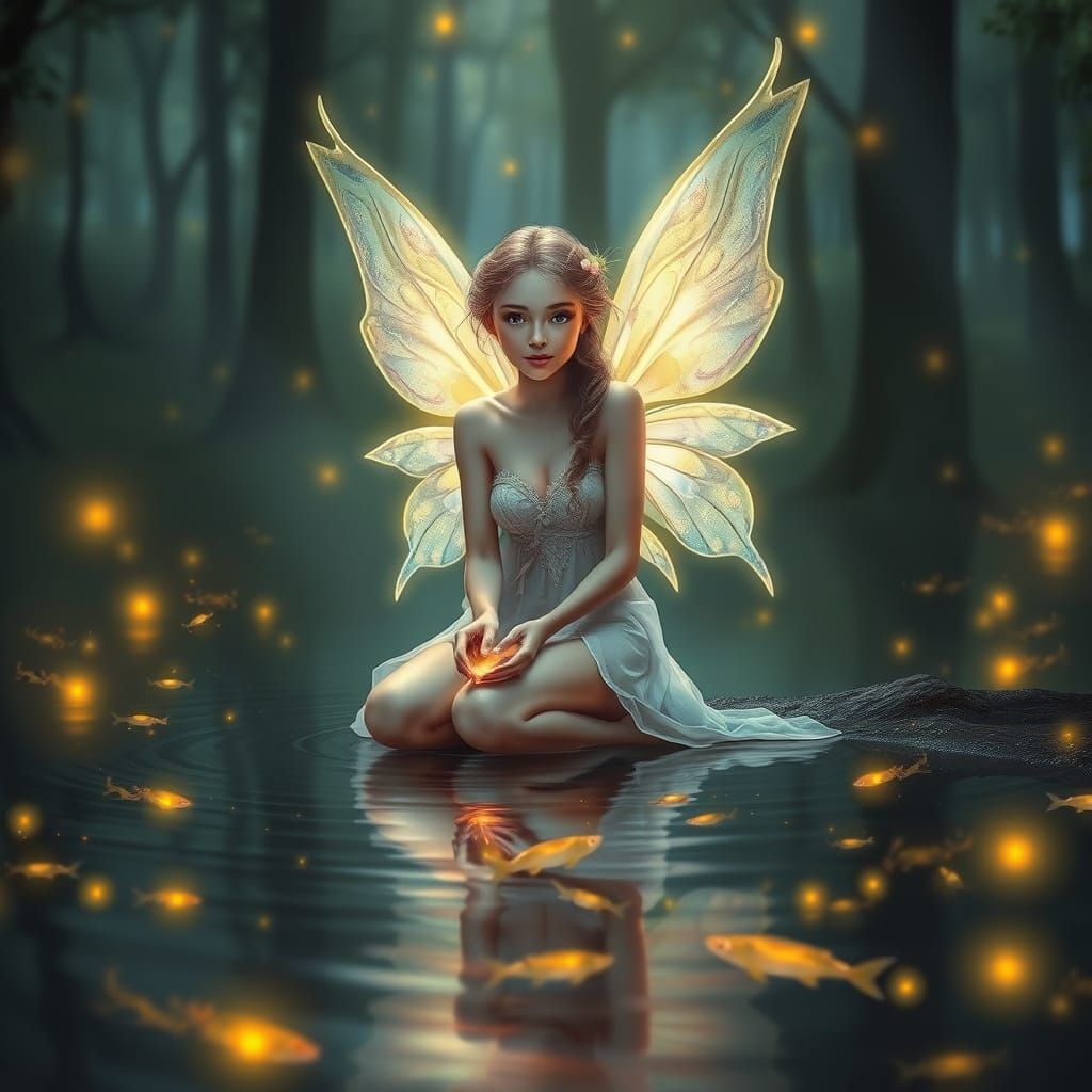 Enchanting Fairy on Magical Lake Shore
