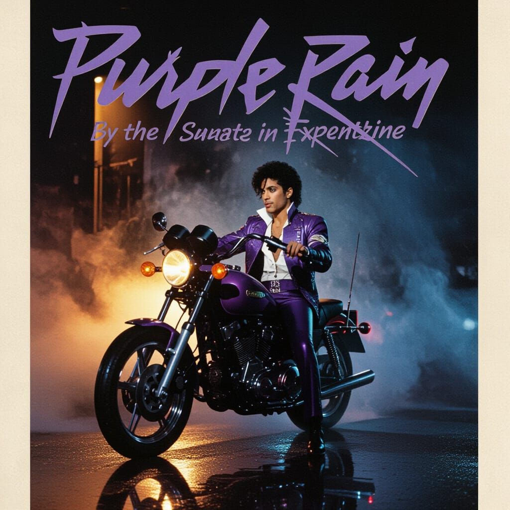 Evocative Purple Rain Scene in Monochromatic Color