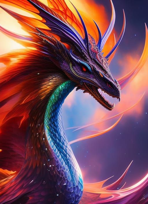 Enchanted Dragoness in Amber and Ebony