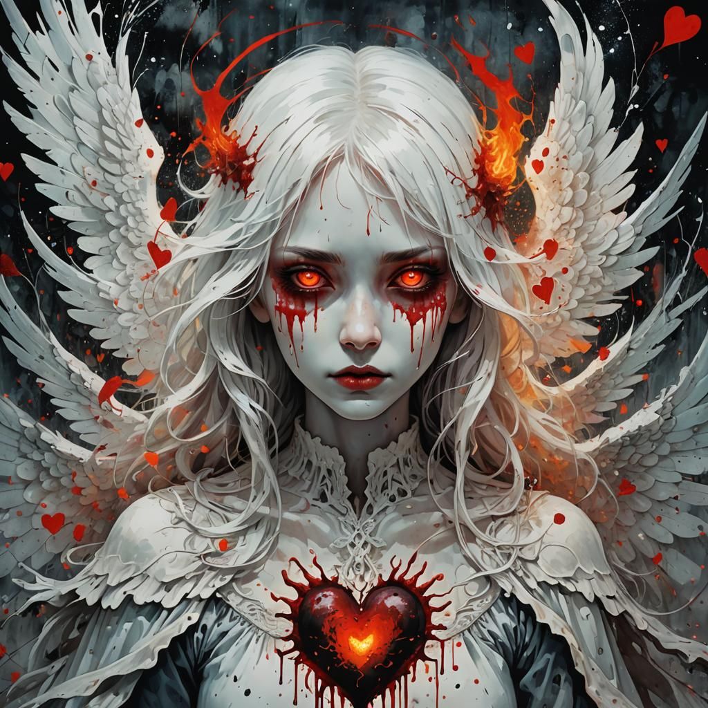 Ink Splatter Fallen Angel