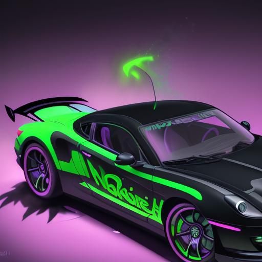 La Rose Noire droptail car with purple and neon green paint ...