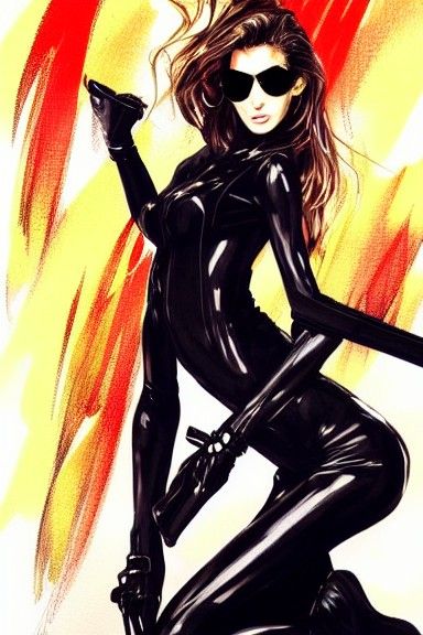 Anime-Style Female Spy in Combat Gear