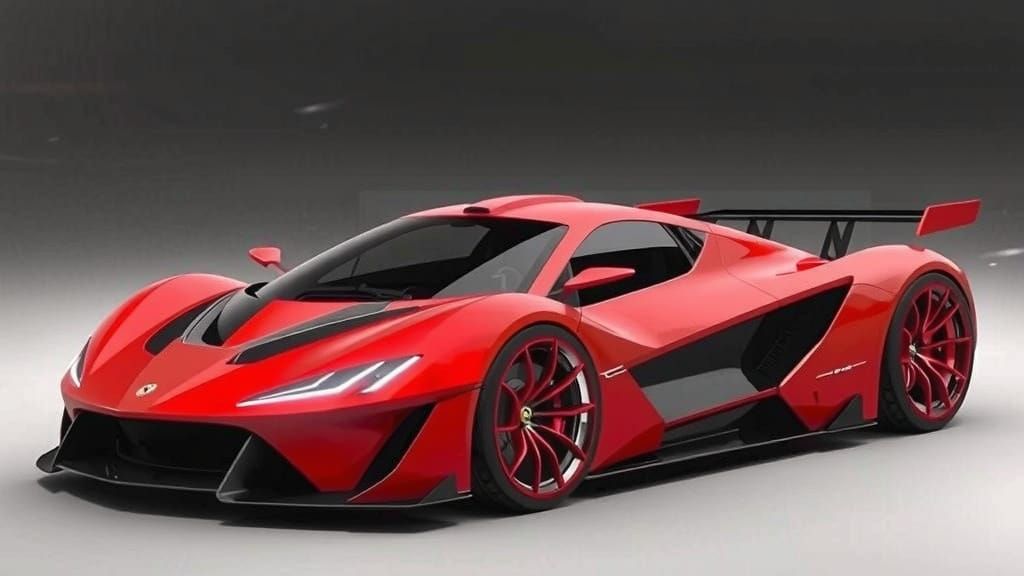 Sleek Cherry-Red Supercar Speeds Down Italian Coastal Road