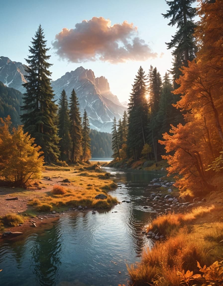 Mountain landscape with stream