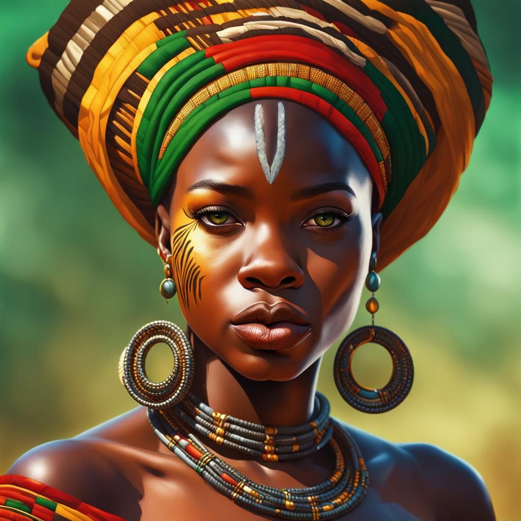 Stunning Zulu Woman Portrait in Hyperrealistic Style