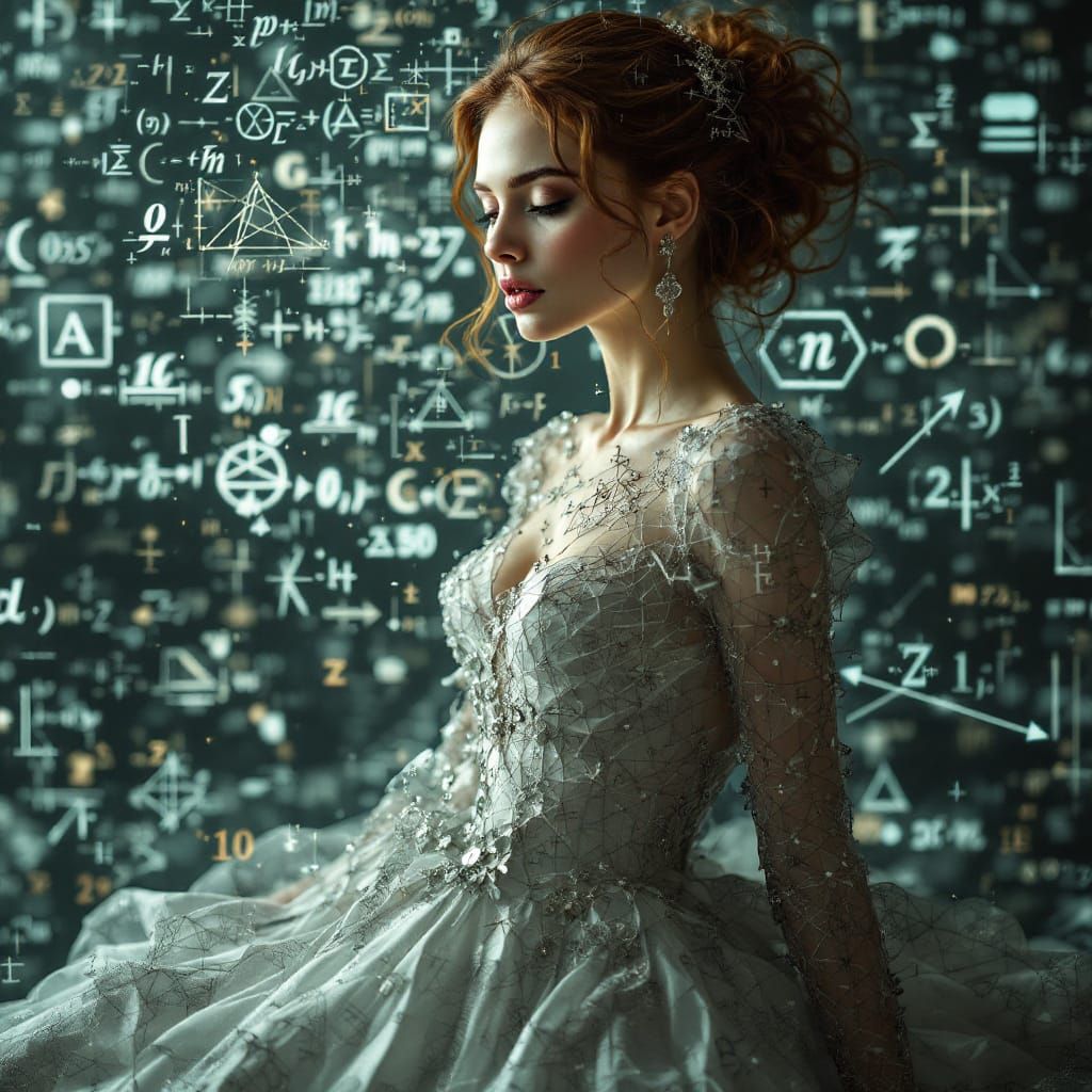 Mathematical Beauty: Woman Visualizing Complex Formulas