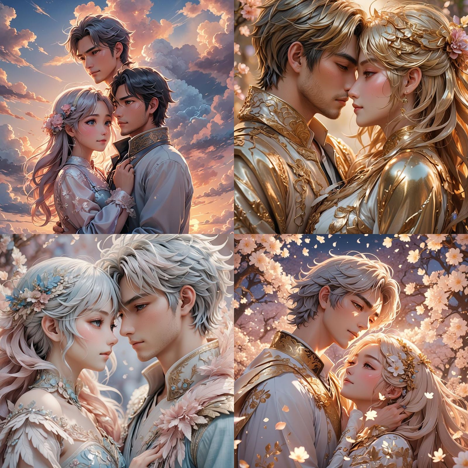 Anime Style Couple in Love, 3D Render