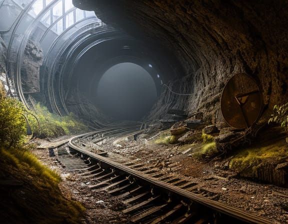 Eldritch Abandoned Mine Concept Art in Biopunk Style