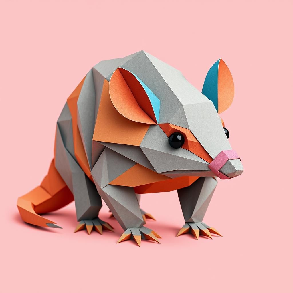 Cute Armadillo in Pop Art Origami Style
