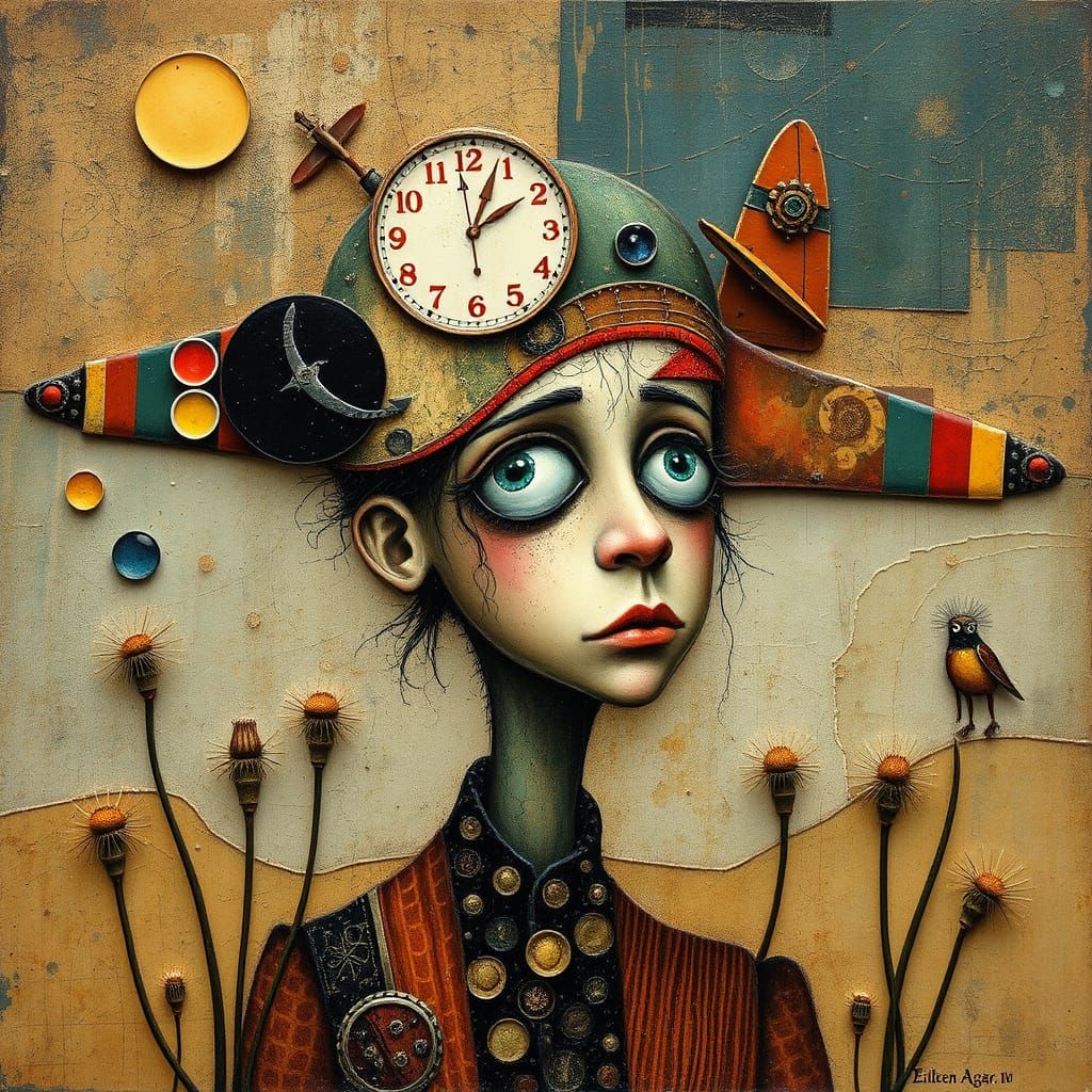 Whimsical Portrait of a Wanderer in an Enchanted Landscape