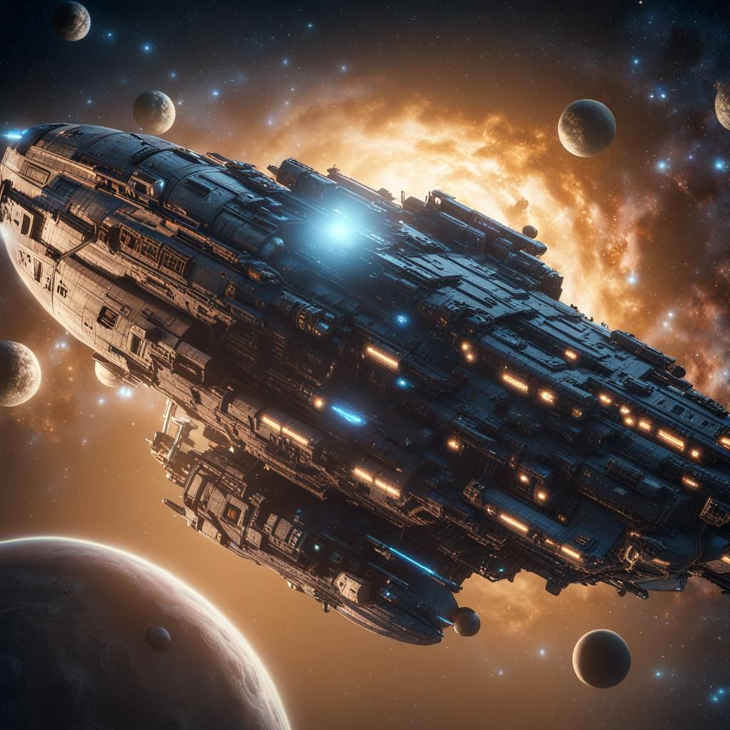 Spaceship Travels Through Milky Way: 3D Game Cinematic