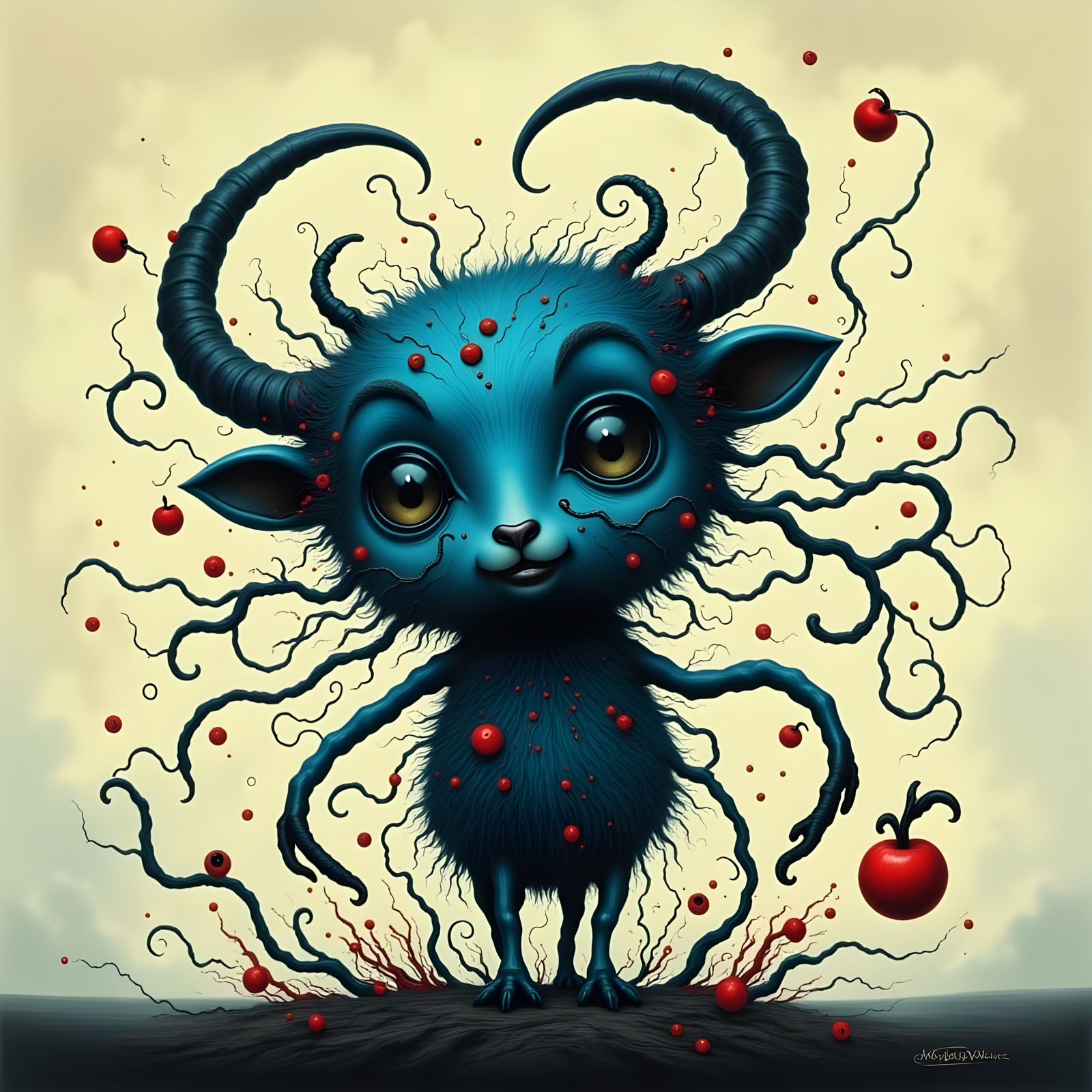 Surreal Blue Ox in Twisted Tree Style