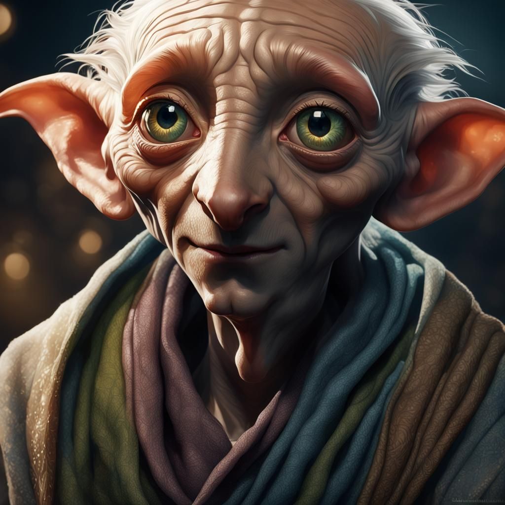 Detailed Portrait of Dobby in Digital Art Style