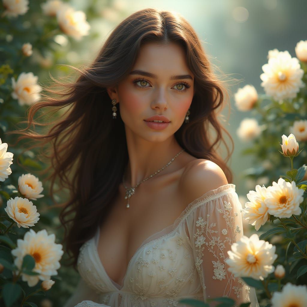 Glowing Goddess in Ethereal Bloom