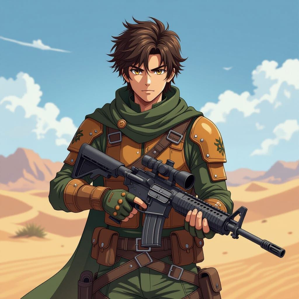 Anime Desert Fighter Illustration