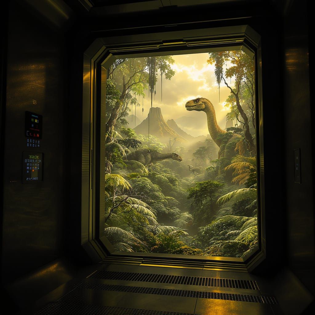 Time Elevator Opens into Jurassic Era, Digital Art