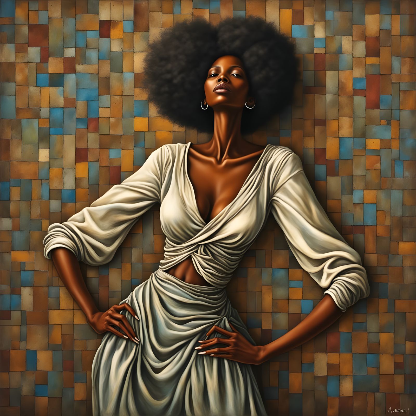 Black Woman Portrait in Mannerism Style