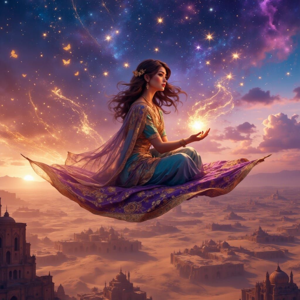 Princess Jasmine Rides Magic Carpet Through Mystical Desert ...