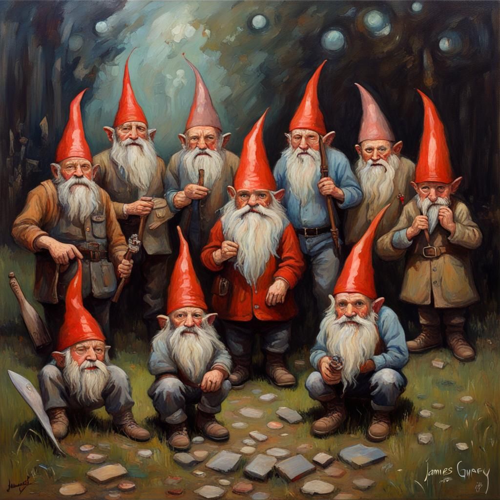 Gnomes in Oil Painting Style of James Gurney