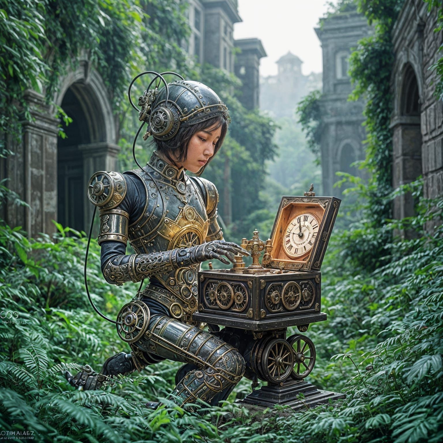 Steampunk Automaton's Song in Forgotten City Ruins