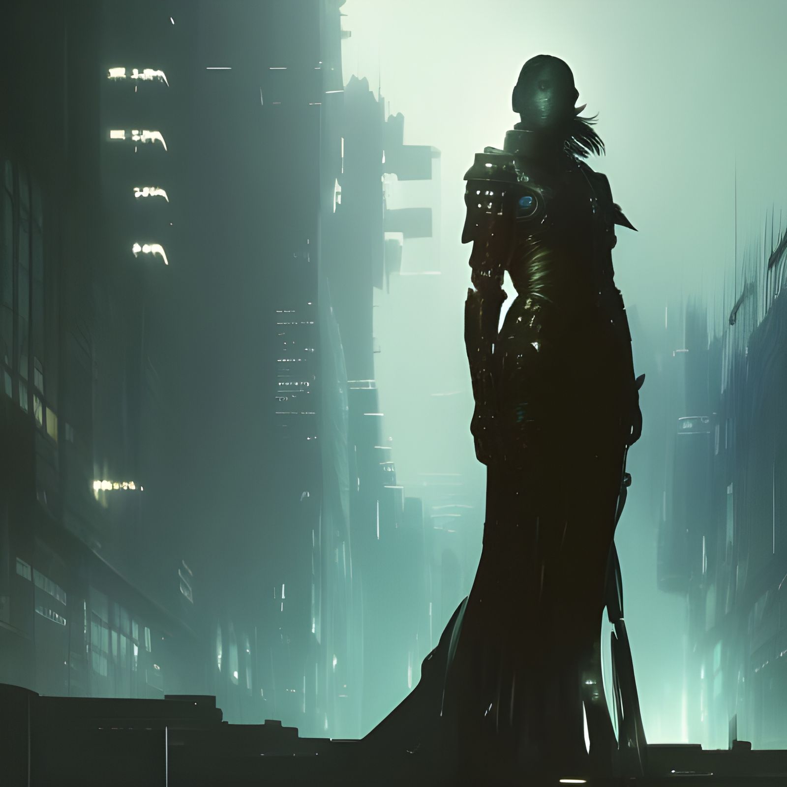 Cyberpunk Knight in Dark Fantasy Style