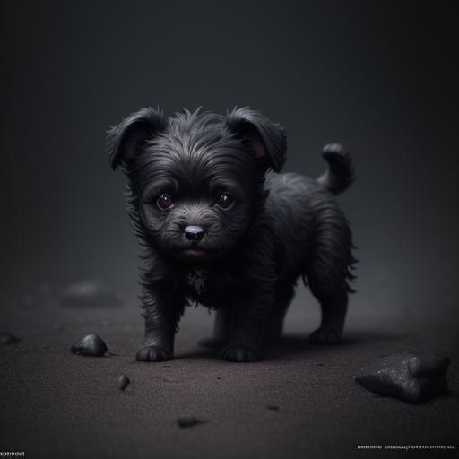 Realistic Cute Black Puppy: 8k Matte Painting